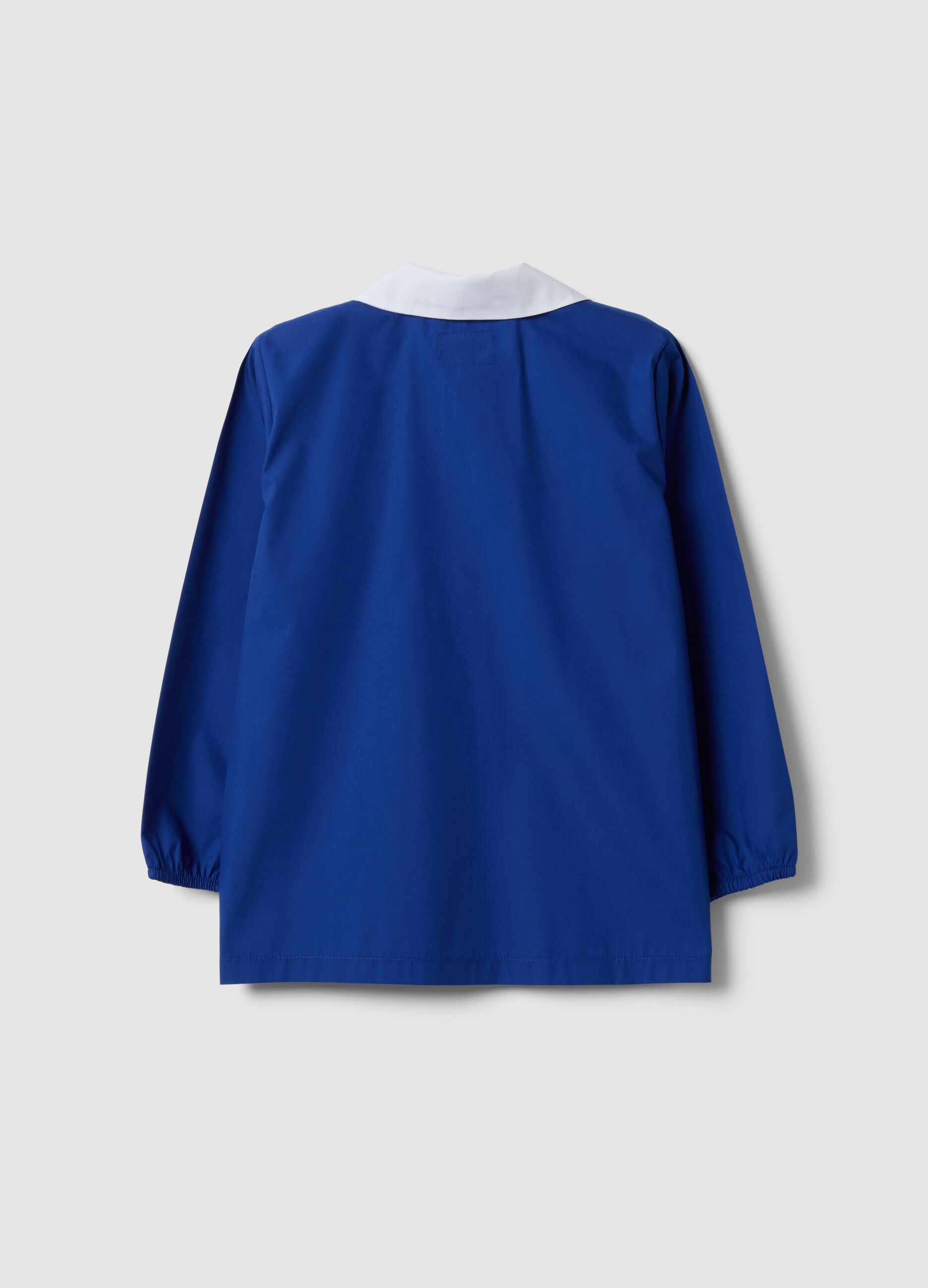 Blouse d&rsquo;&eacute;cole bleue gar&ccedil;on avec zip et broderie kart