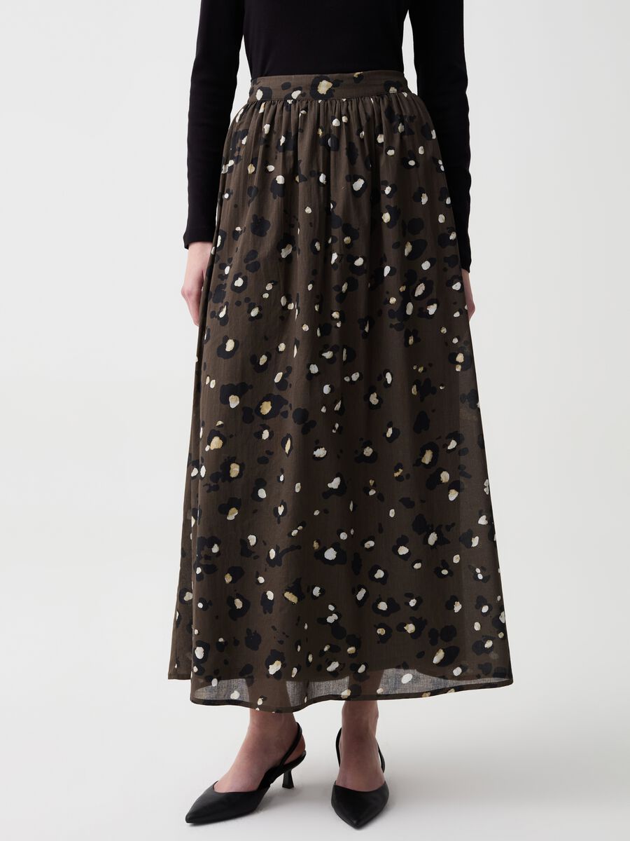 Long skirt with print in voile_1