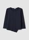 Blue long-sleeved regular-fit stretch cotton blouse_0