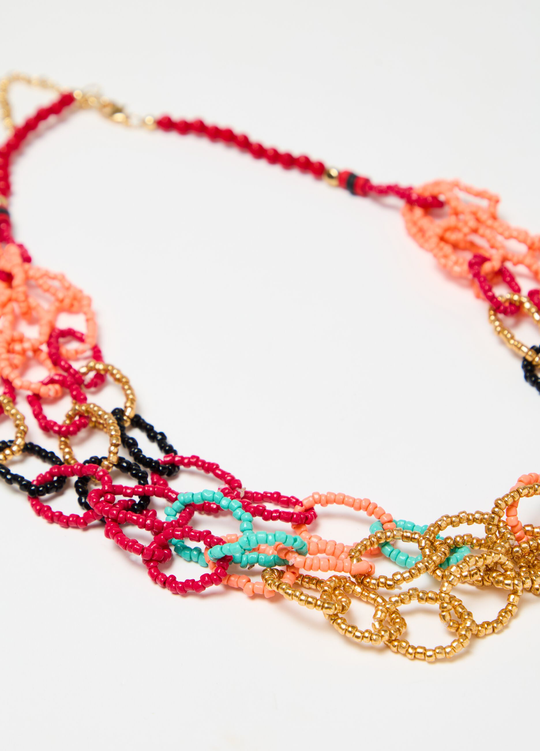 Chain necklace with multicoloured beads