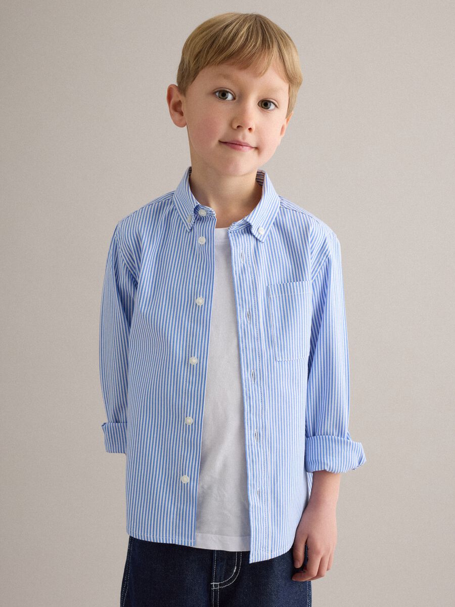 Multicolour striped pure cotton regular fit boys' shirt_0