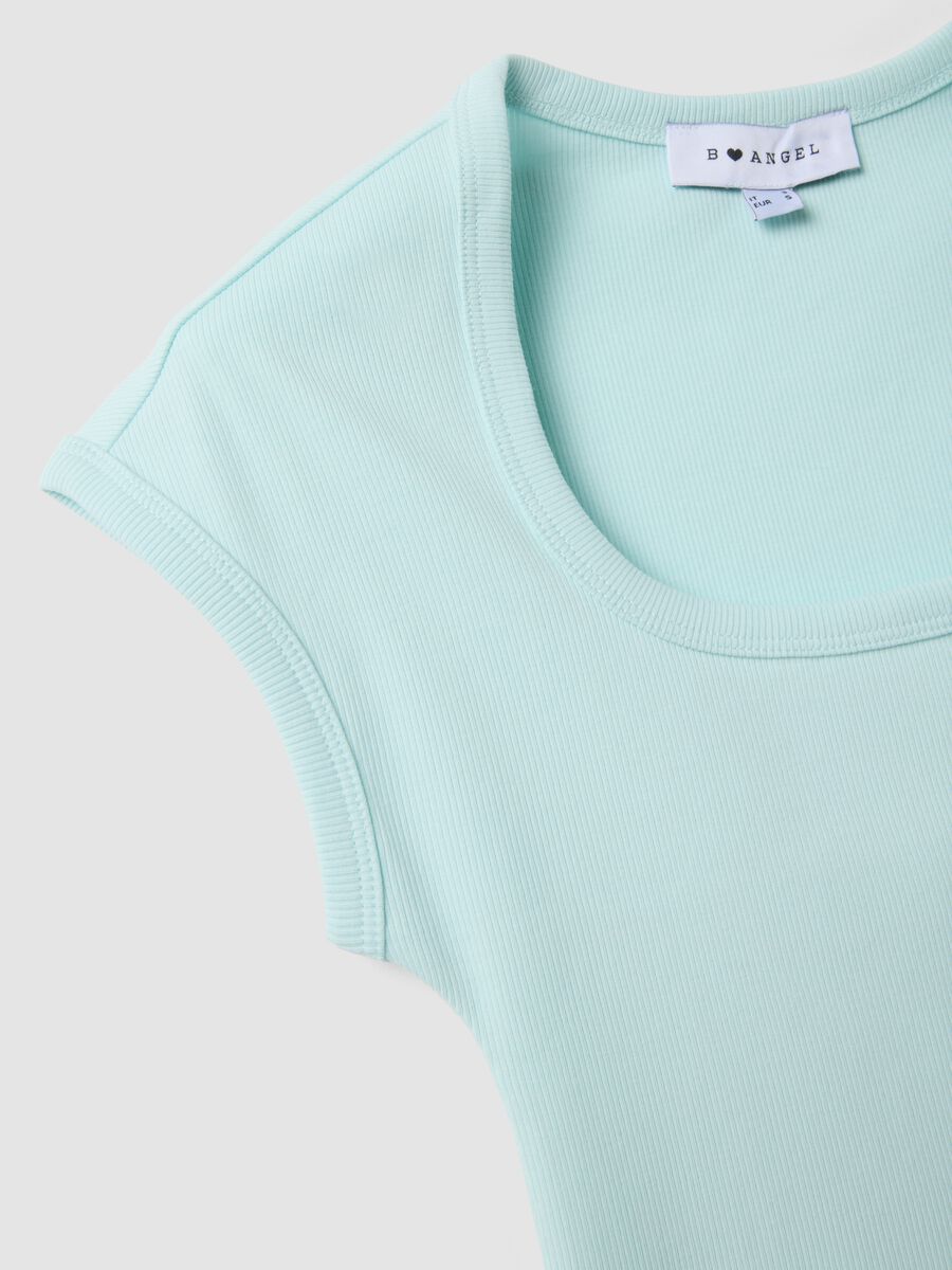 Camiseta azul de algod&oacute;n el&aacute;stico_5