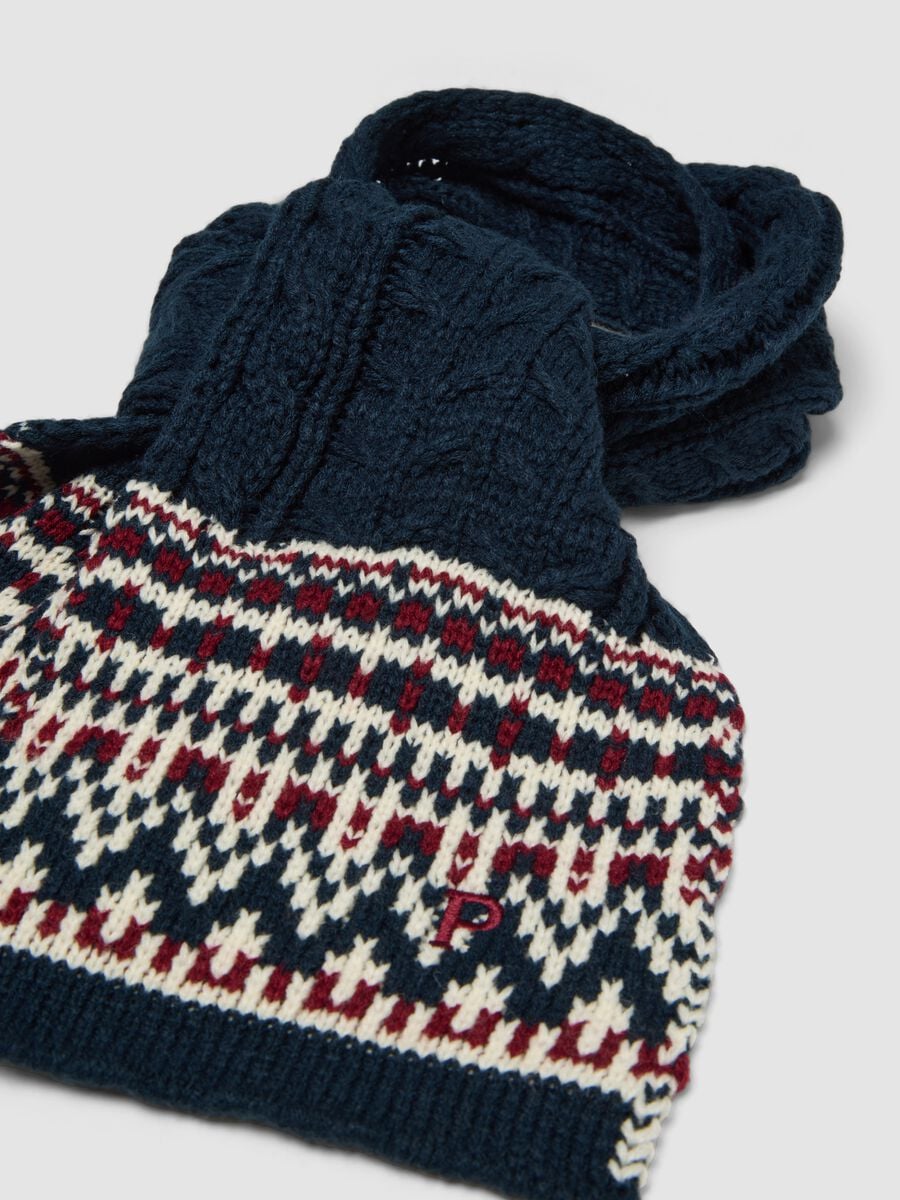 Sciarpa blu navy jacquard a trecce_2