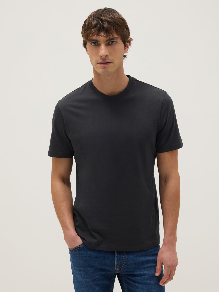 Black pure cotton regular fit t-shirt_0