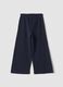 Pantaloni blu in puro cotone a gamba ampia_1