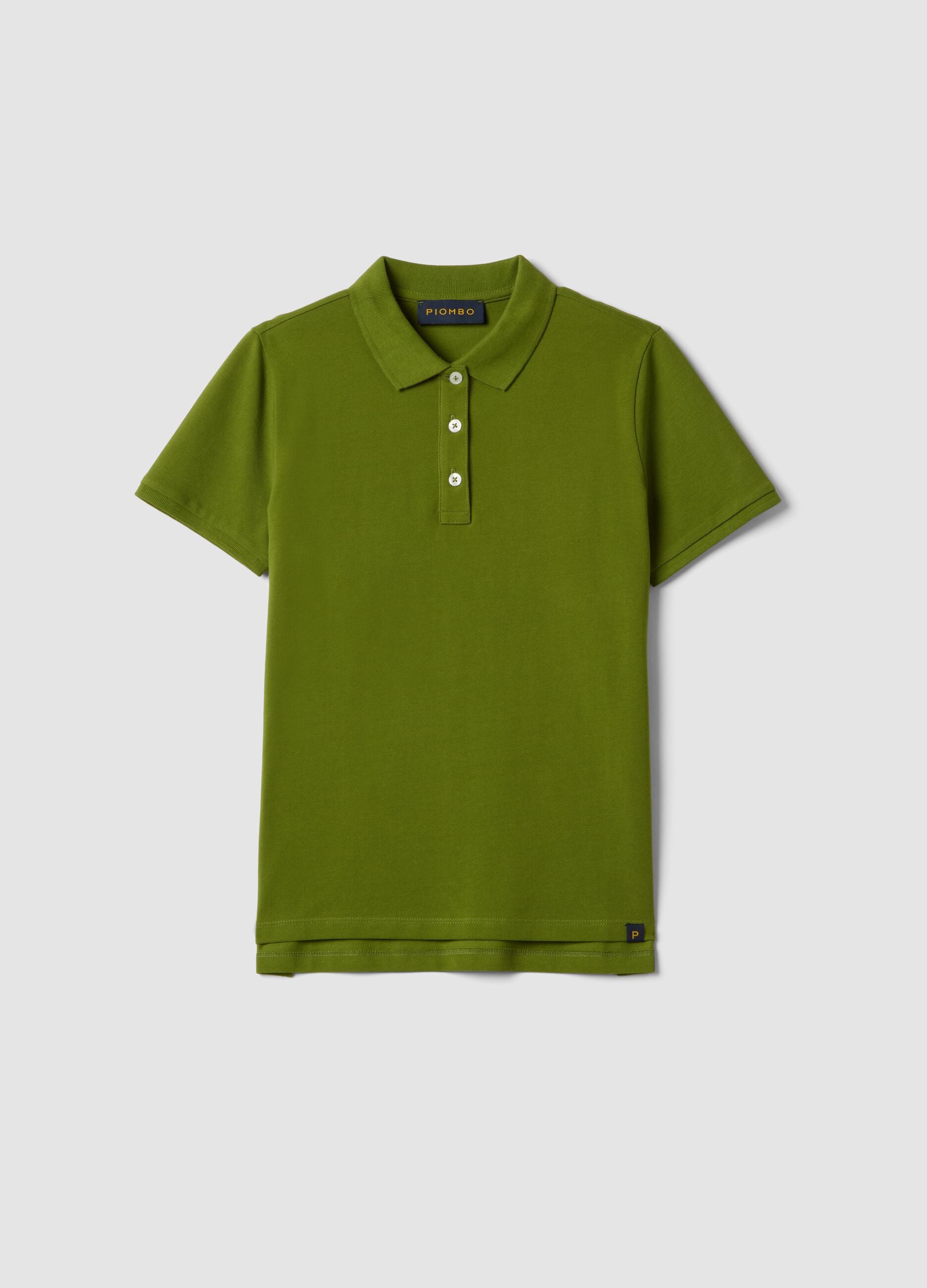 Green regular-fit polo shirt in organic cotton