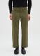 Green stretch cotton carrot fit trousers_1