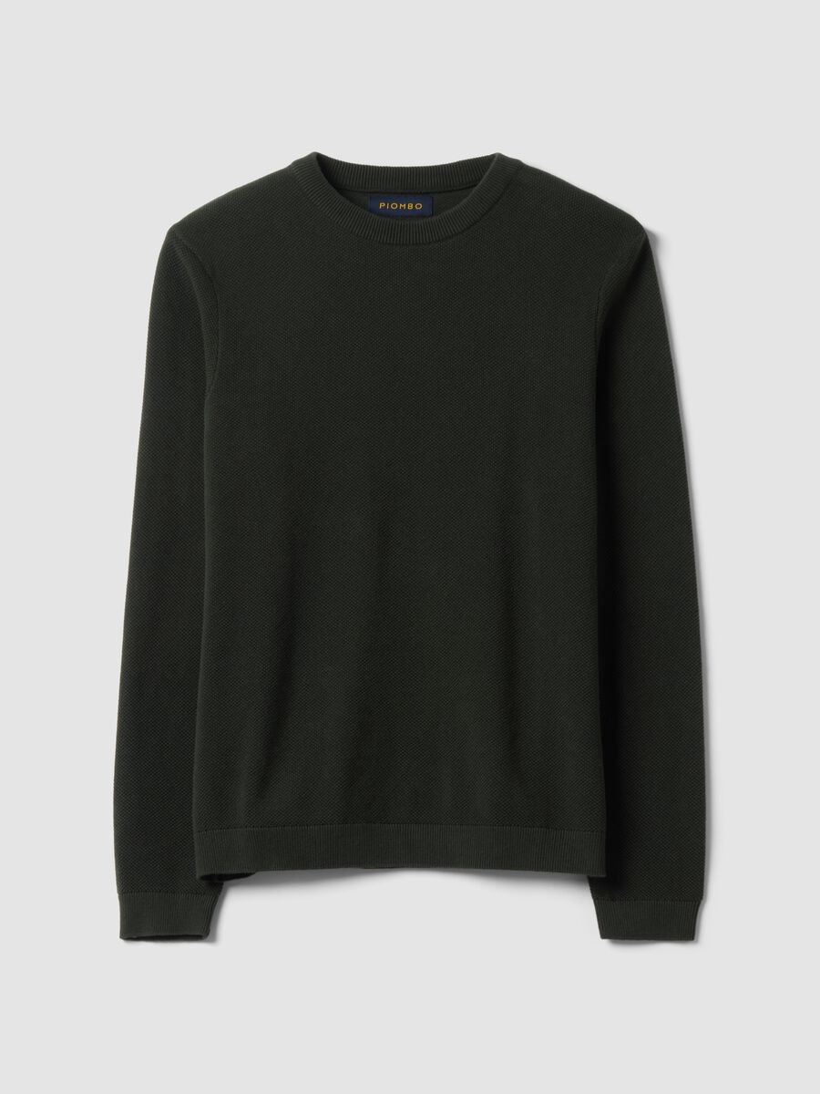 Green pure cotton crew-neck jumper, regular fit_4