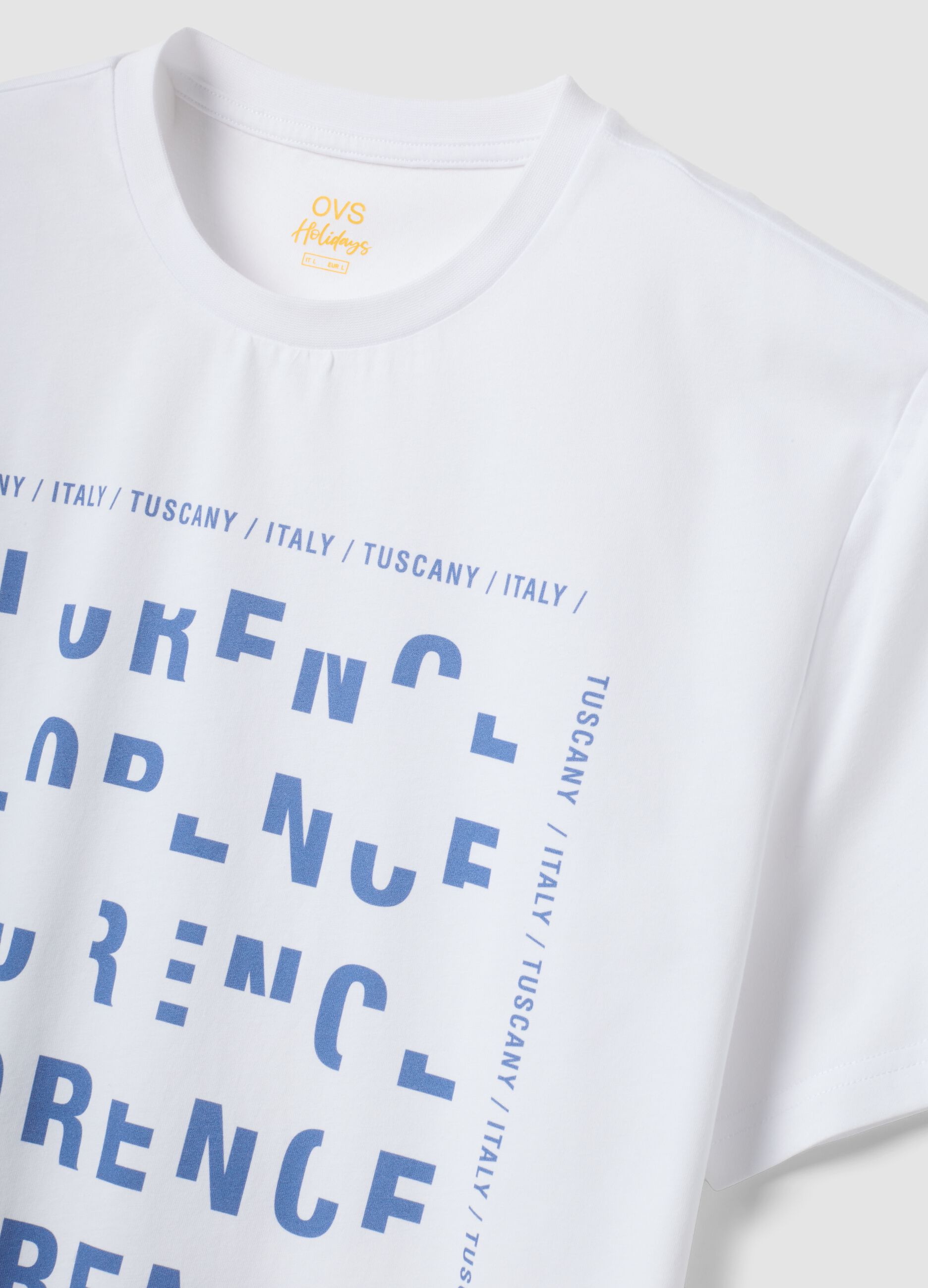 Wei&szlig;es T-Shirt aus reiner Baumwolle mit Print, Regular Fit