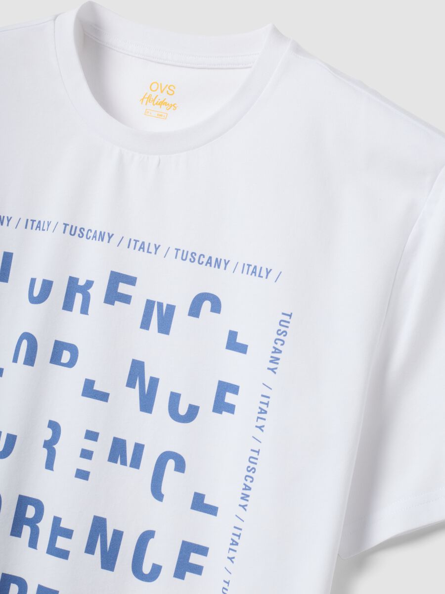 Wei&szlig;es T-Shirt aus reiner Baumwolle mit Print, Regular Fit_5