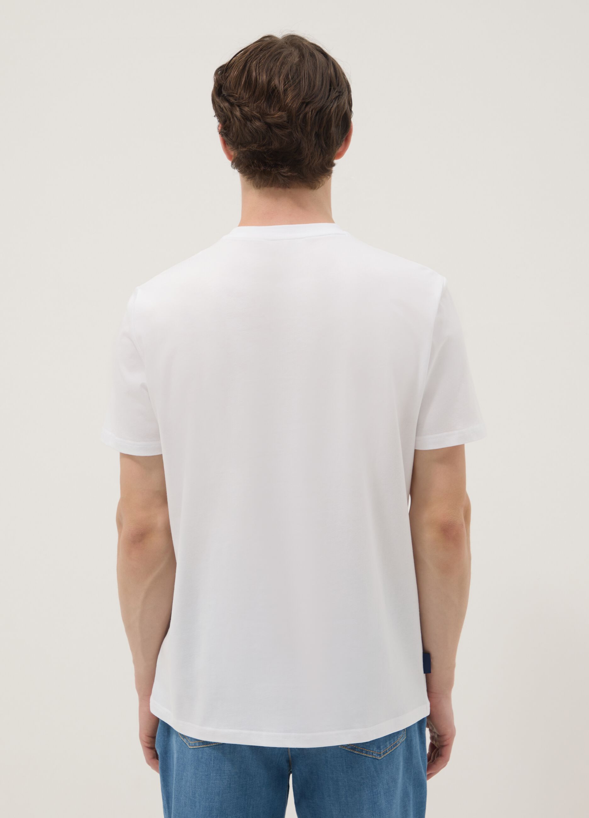 Wei&szlig;es T-Shirt aus reiner Baumwolle mit Print, Regular Fit