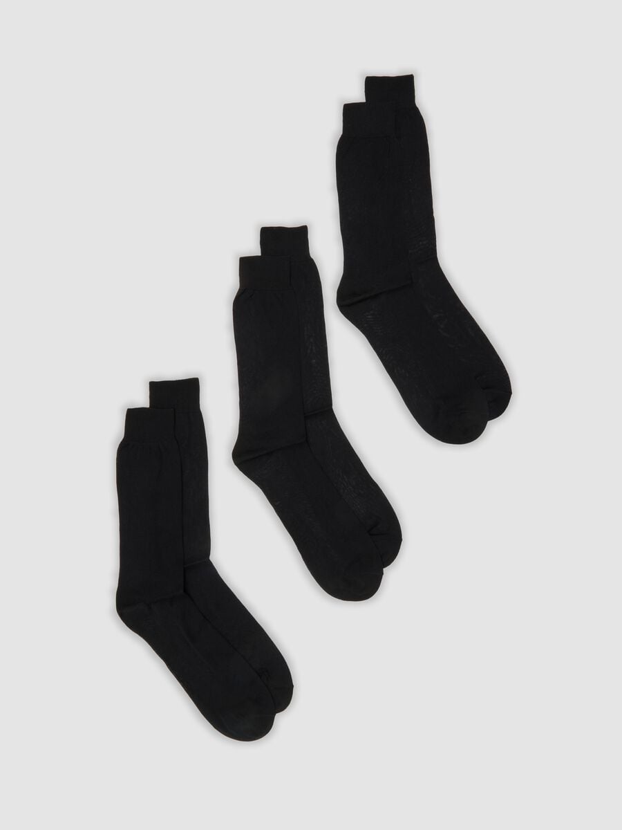 Three-pack of black socks in pure cotton Fil d&rsquo;&Eacute;cosse_0