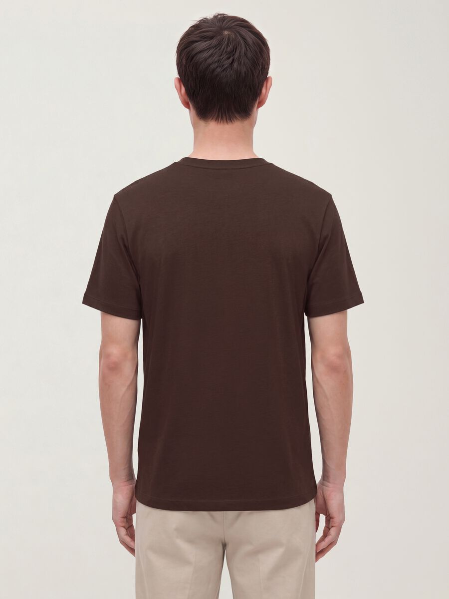 Brown pure cotton crew-neck T-shirt, relaxed fit_2
