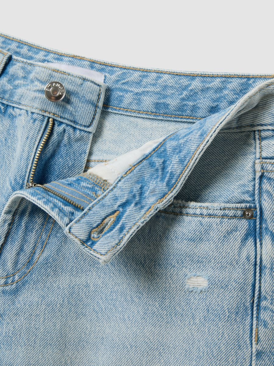 Light blue pure cotton denim shorts_5
