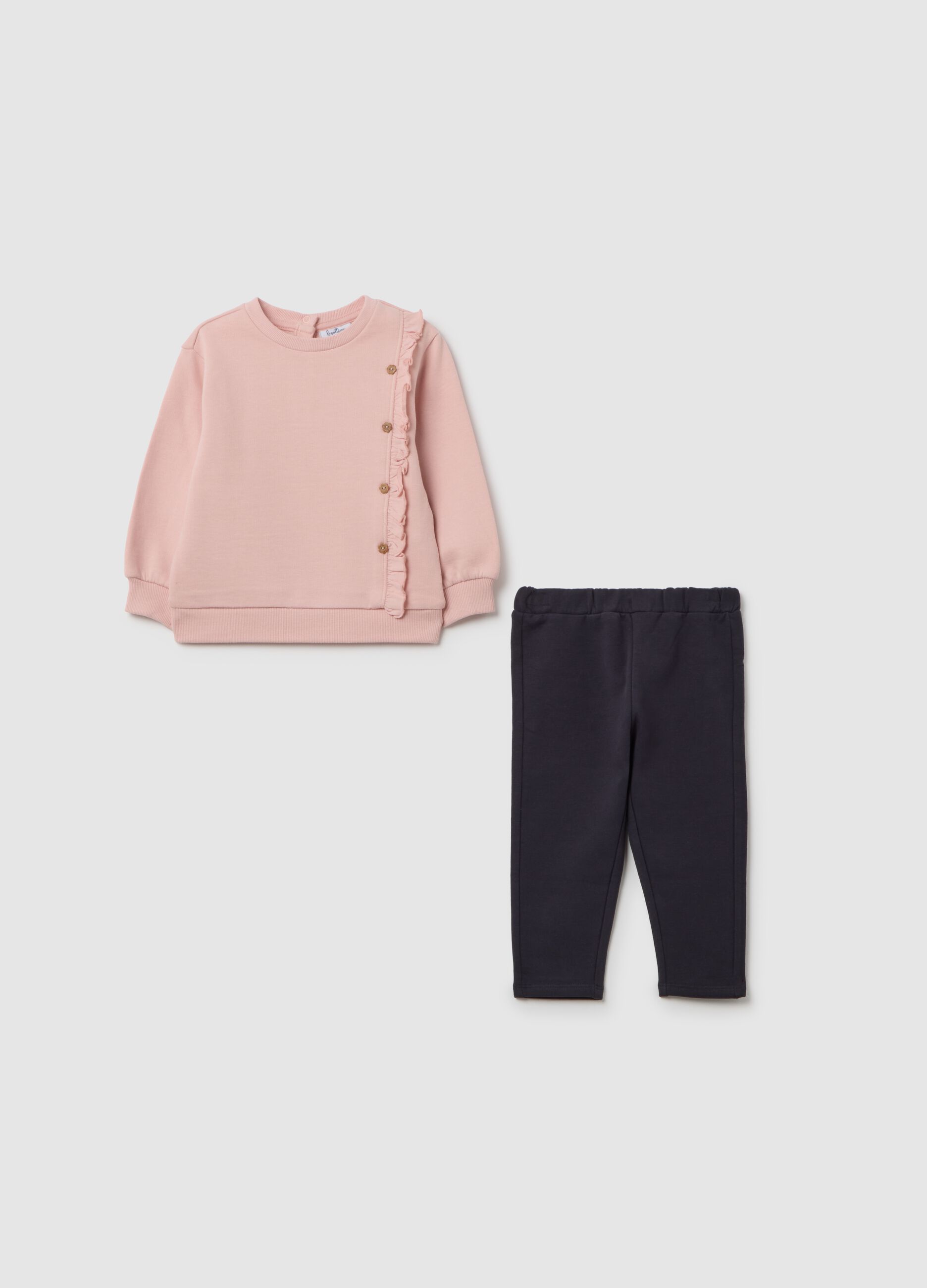 Pink and blue sweatshirt and trousers set for girls