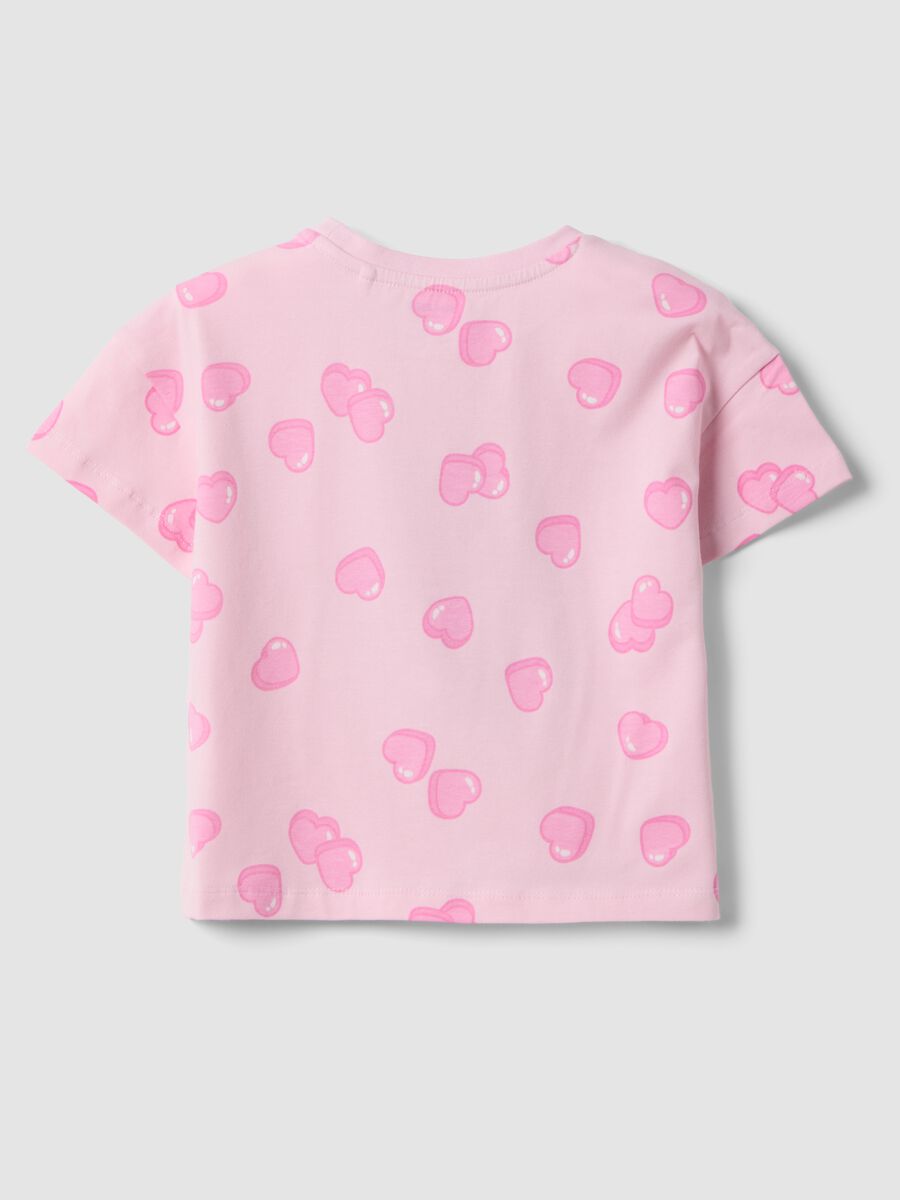 T-shirt rose en coton stretch imprim&eacute; pour fille_1