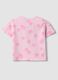 Pink stretch cotton T-shirt with print for girls_1