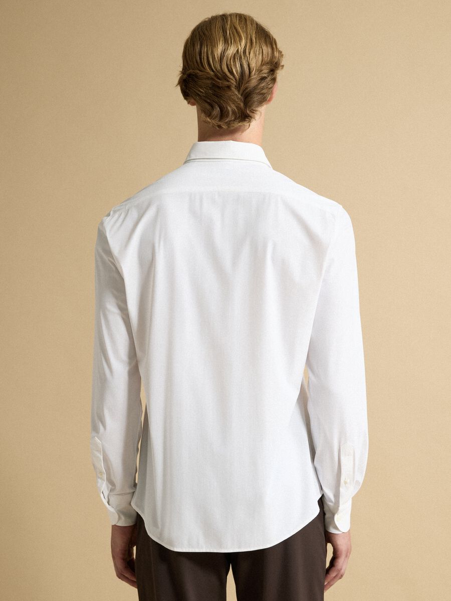 White slim-fit shirt in breathable stretch fabric with 4-way stretch_3