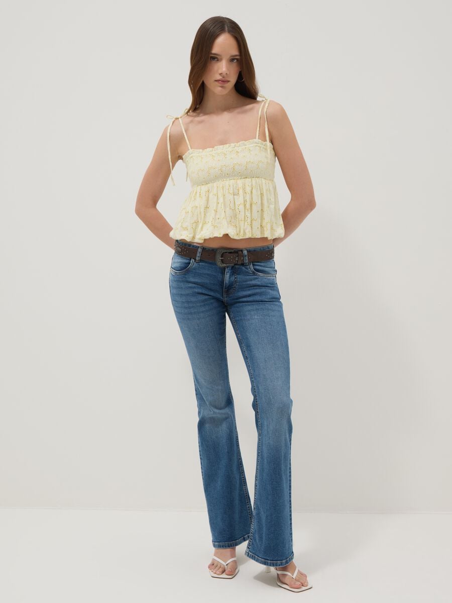 Yellow pure cotton cropped top with thin straps_2