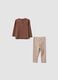 Brown stretch organic cotton pyjamas for baby girl_1