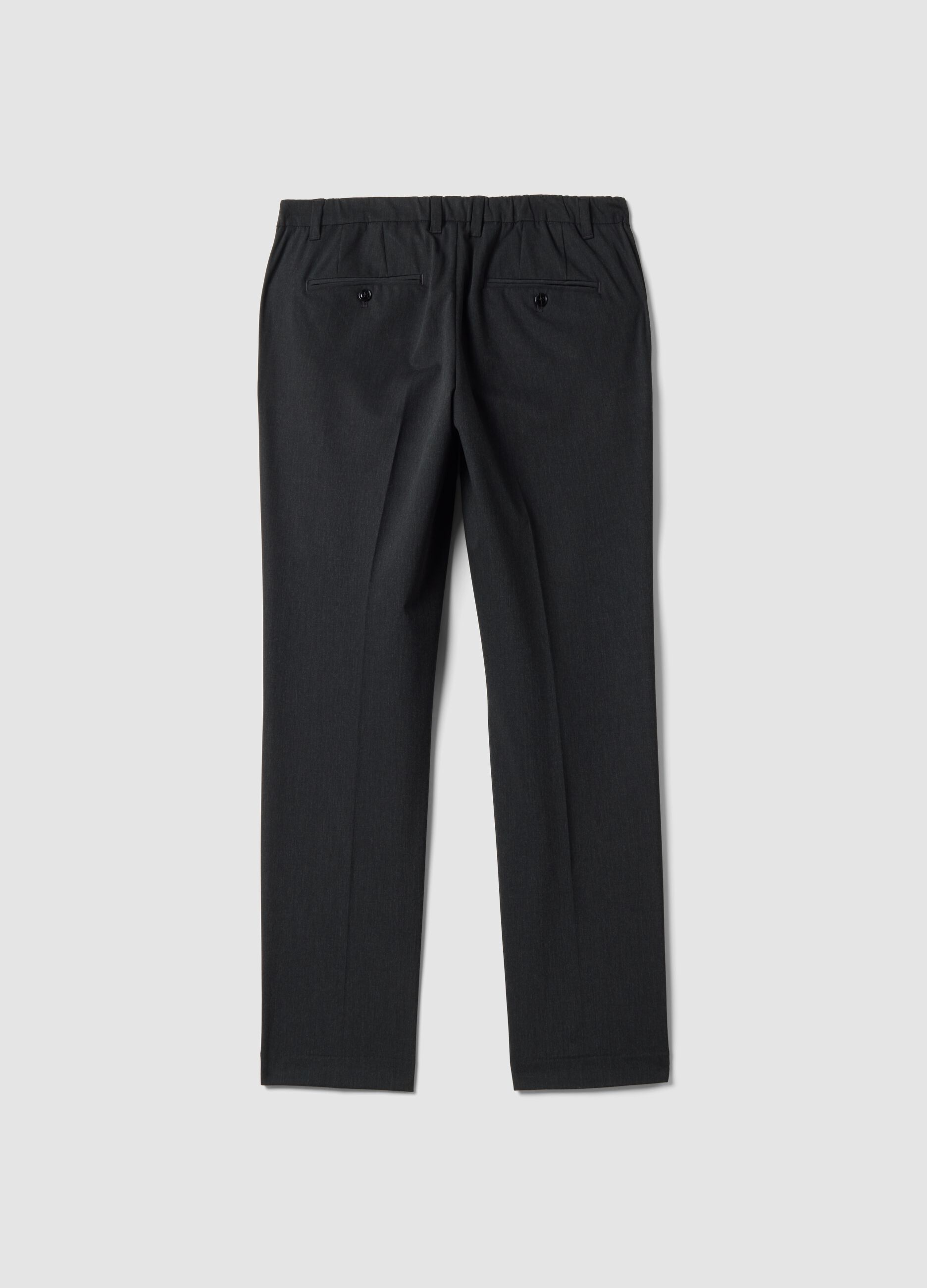 Grey slim-fit stretch viscose twill chino trousers