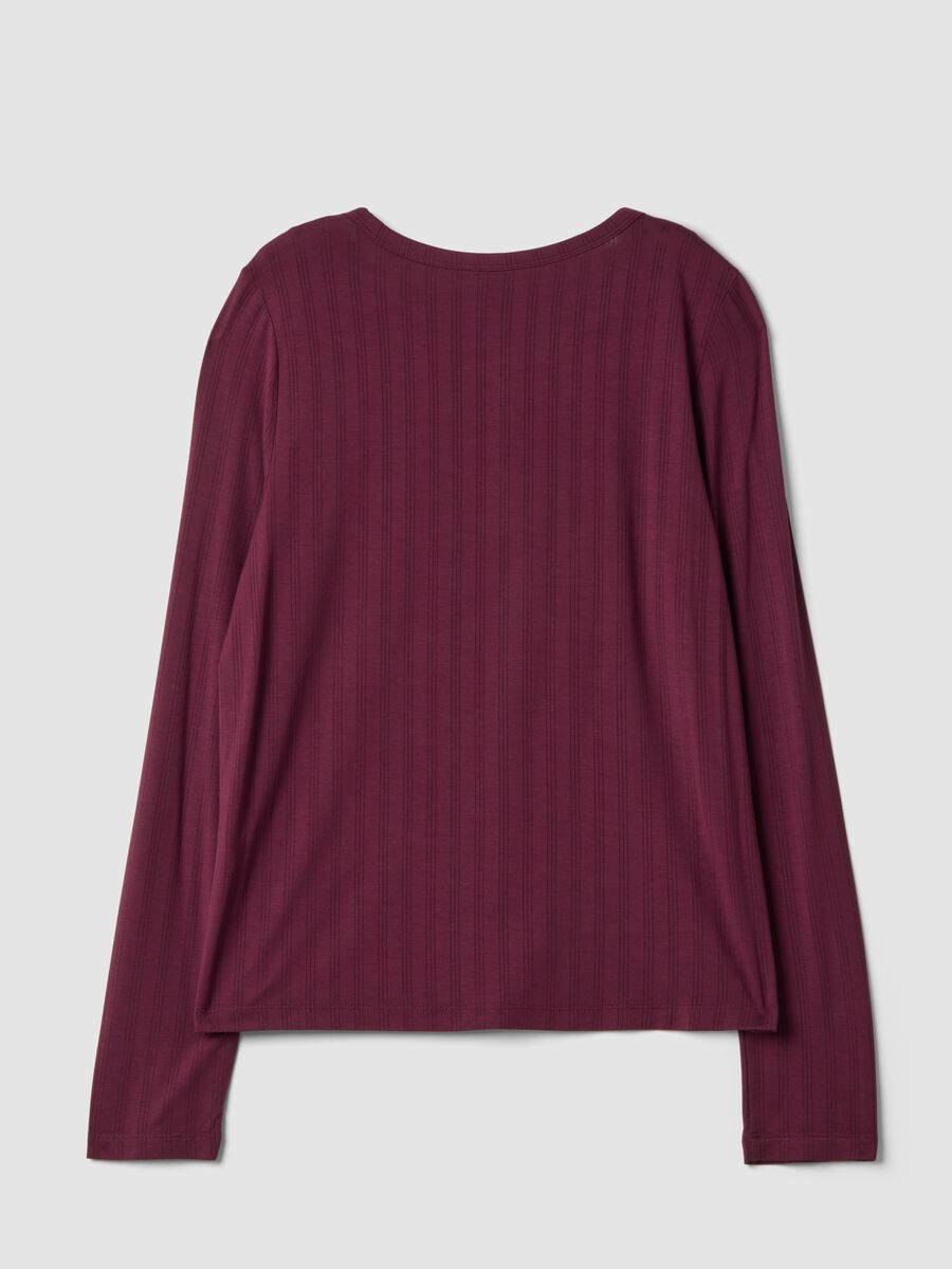 Red ribbed stretch viscose pyjama top_6