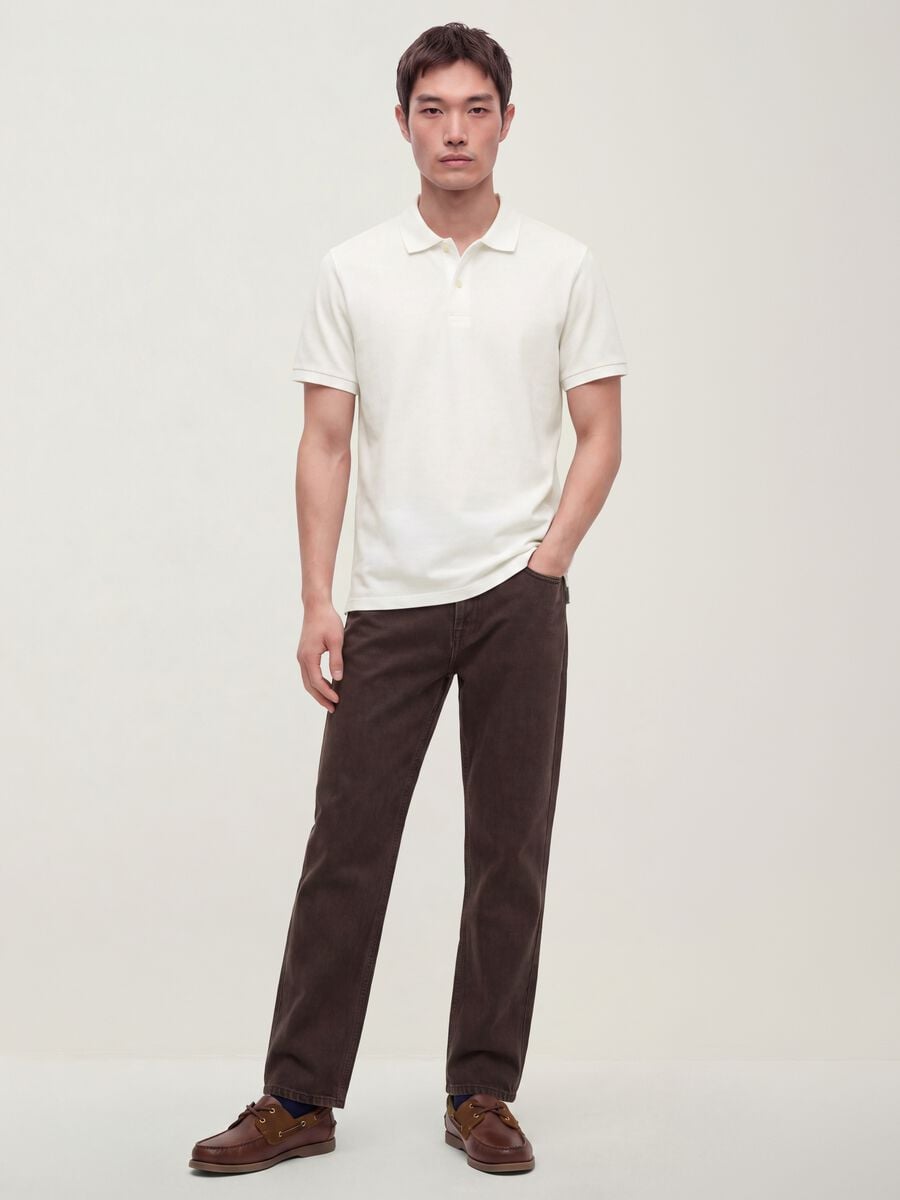 Brown straight-fit 100% cotton jeans_0
