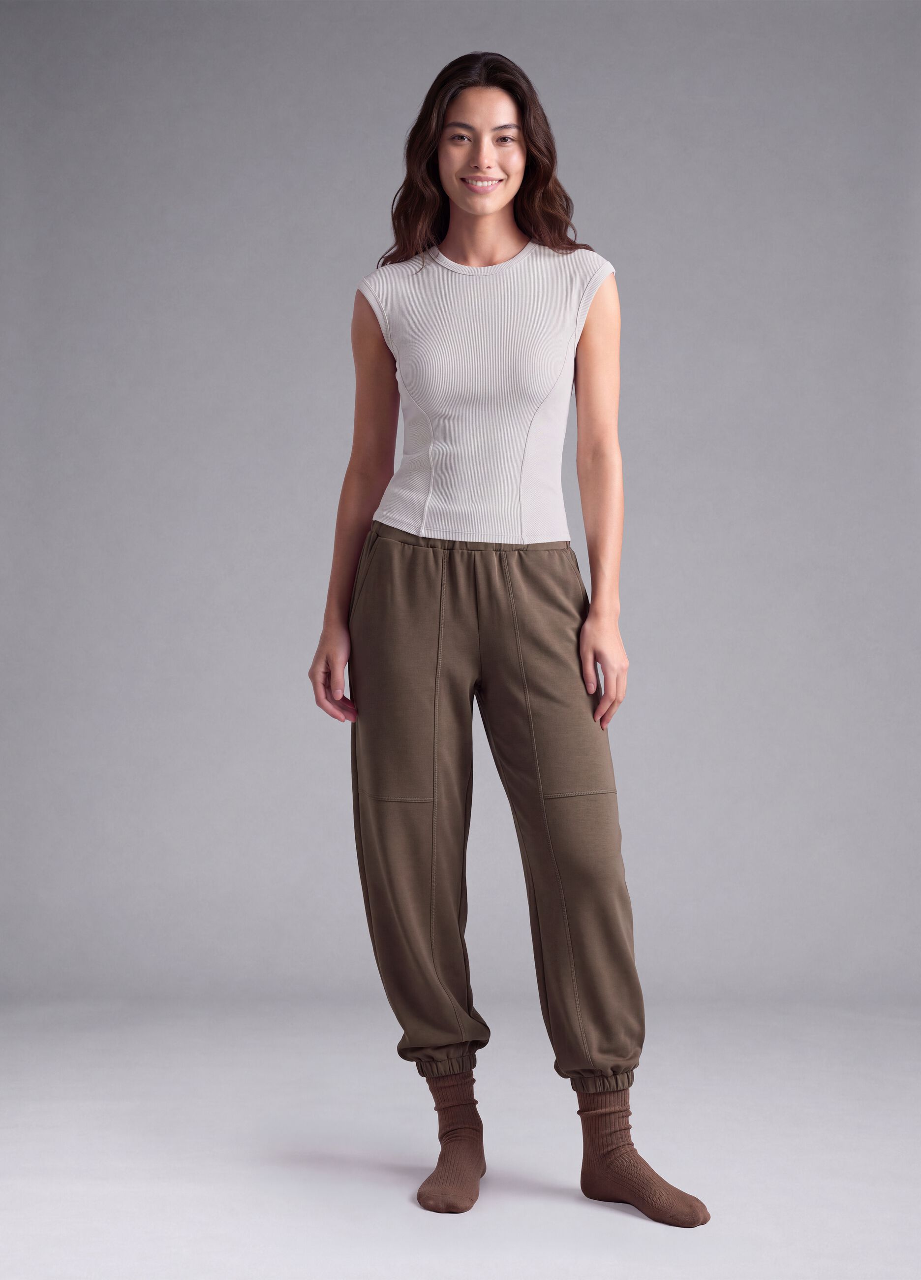 White stretch modal crew-neck T-shirt