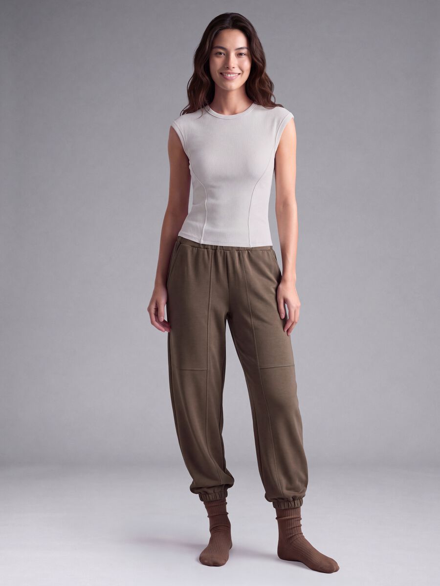 White stretch modal crew-neck T-shirt_0