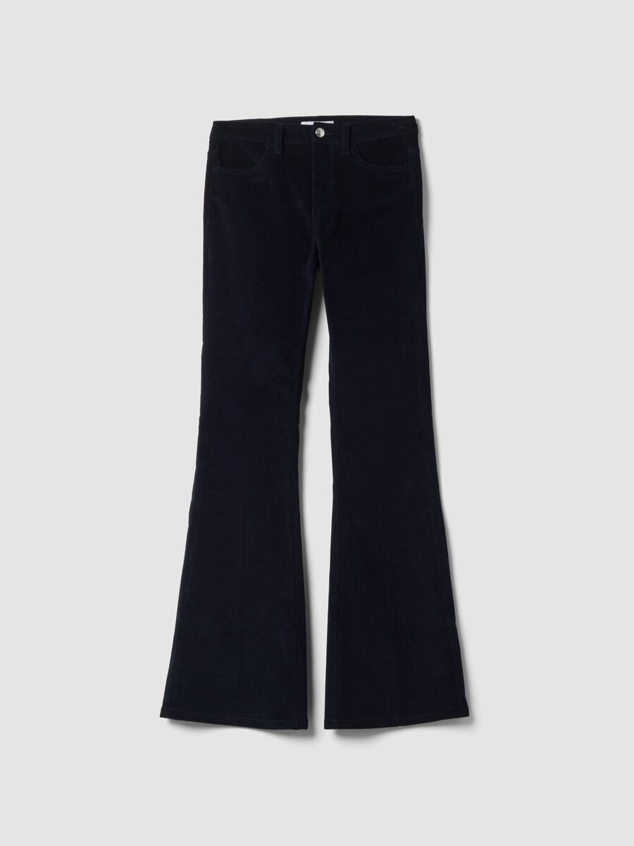 Blaue Schlaghose aus elastischer Baumwolle_0