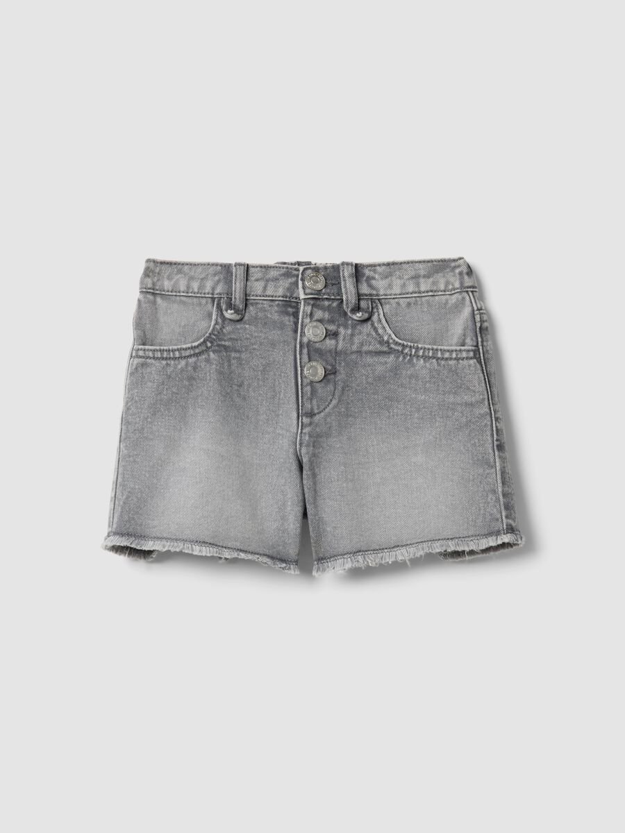 Graue Denim-Shorts aus reiner Baumwolle f&uuml;r M&auml;dchen, Regular Fit_0