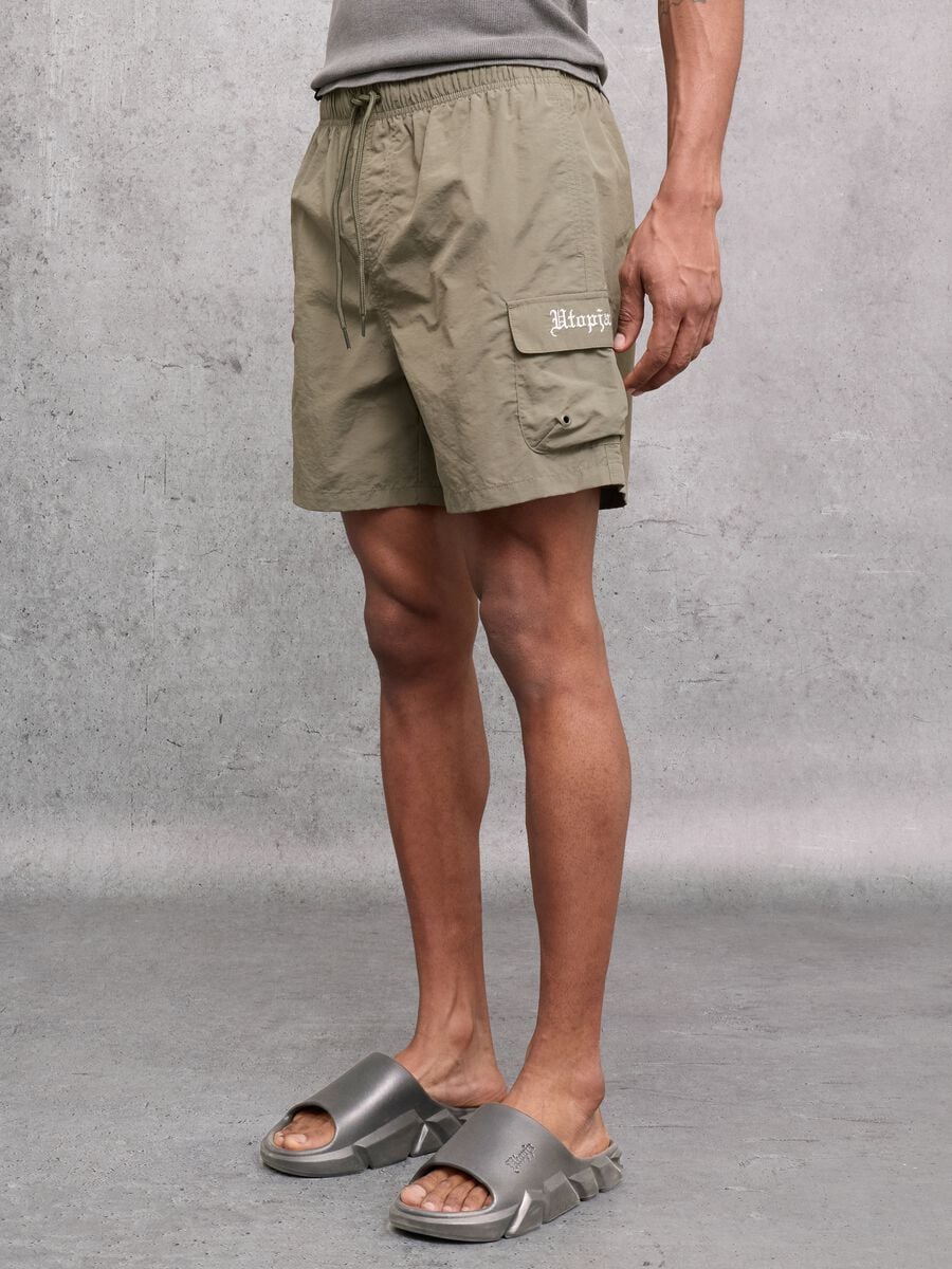 Cargo Swim Shorts Military Green_1