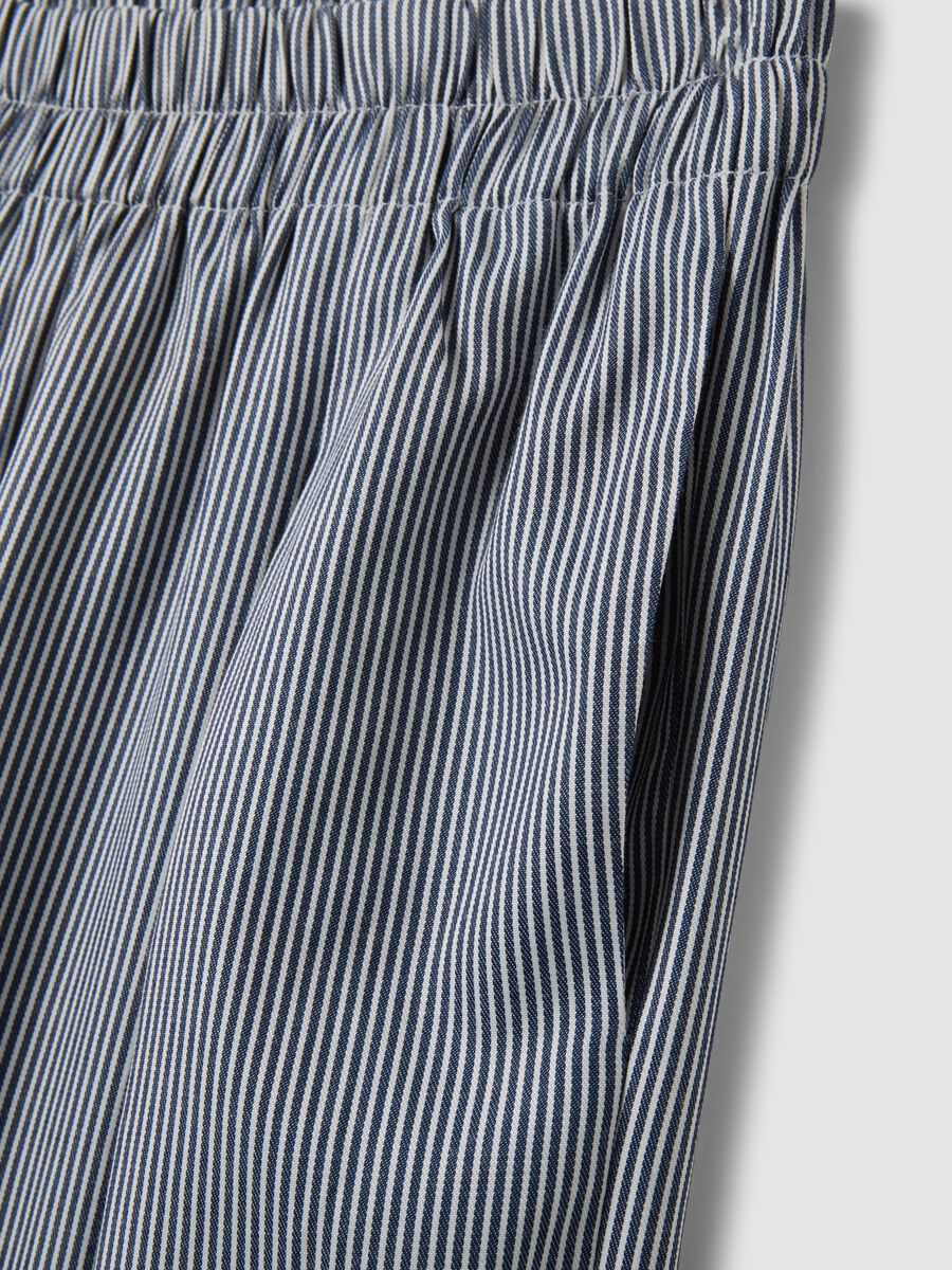 Blue striped palazzo trousers with elasticated waist_5