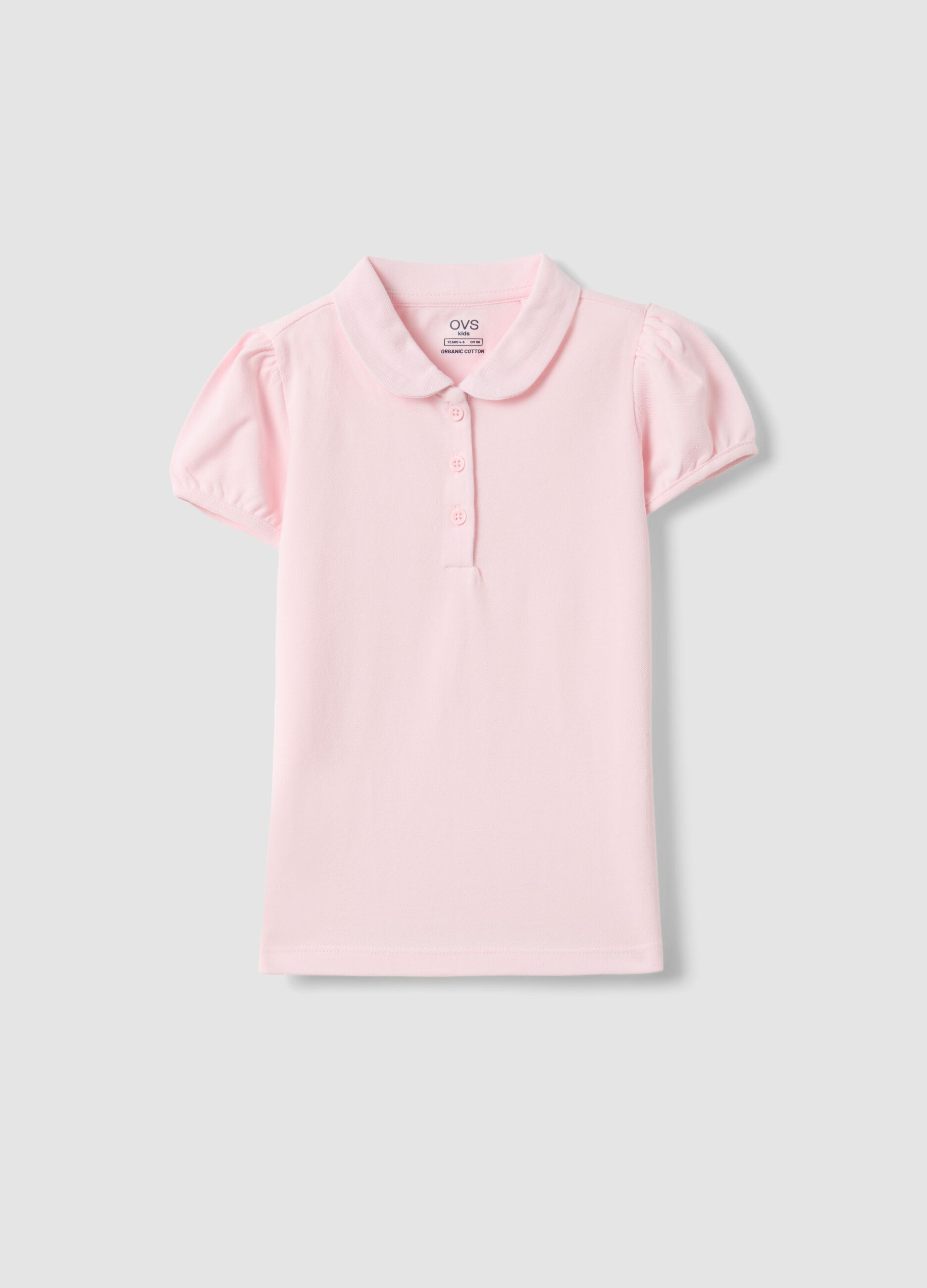 Polo Rosa de Algod&atilde;o Puro para Menina, Com Corte Regular