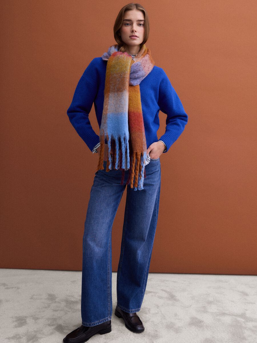 Royal blue crew-neck jumper in stretch wool_2