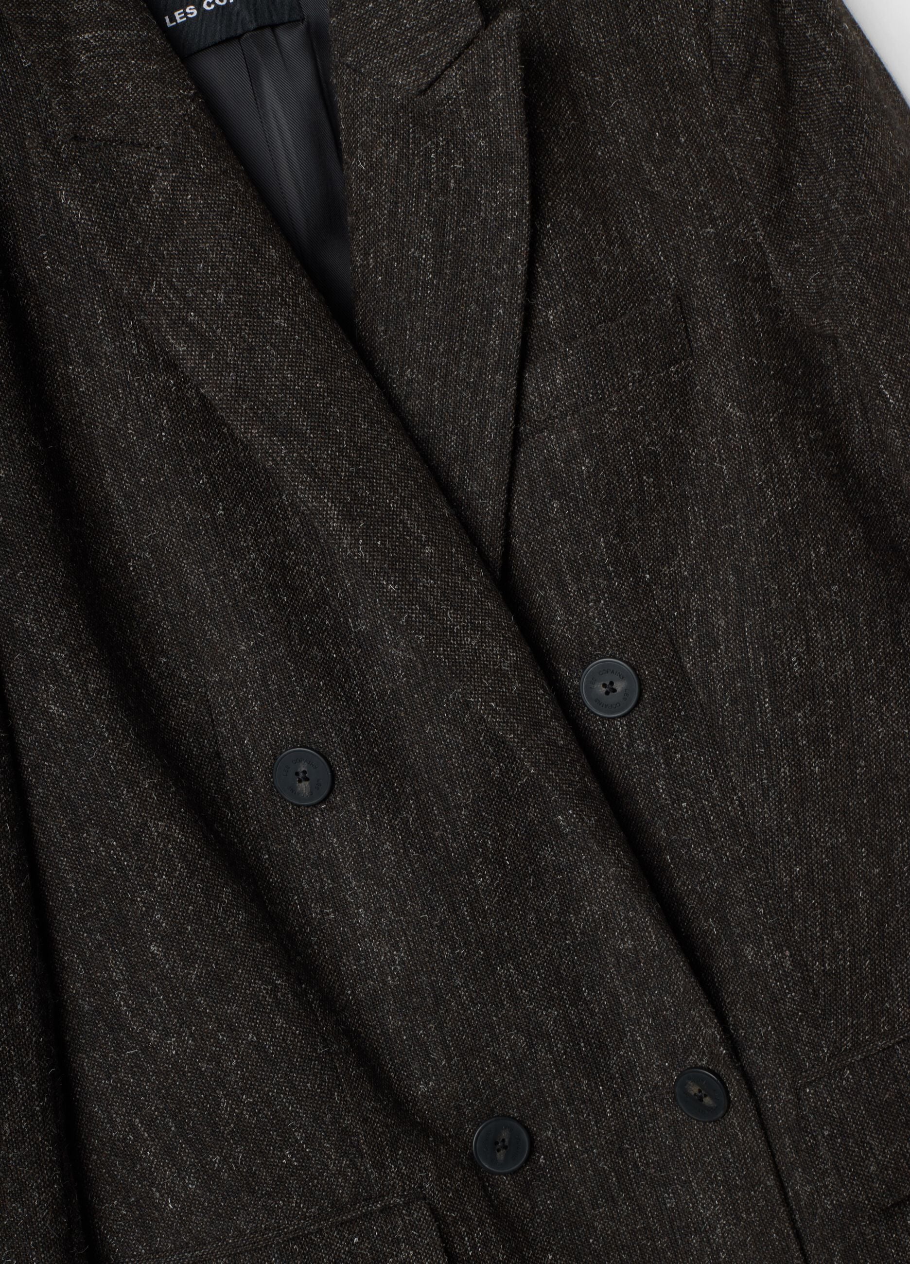 Brown wool and viscose-blend blazer