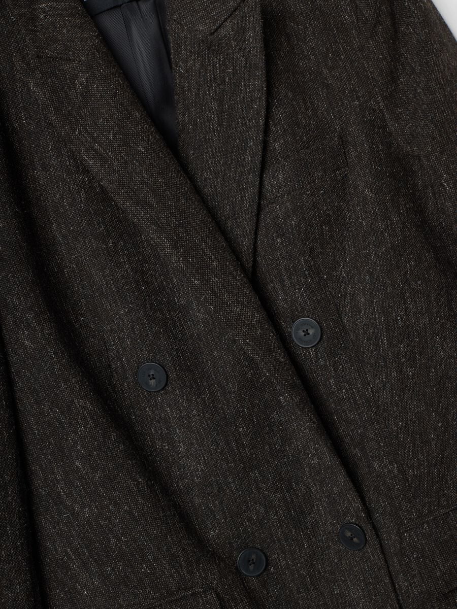Blazer castanho em mistura de l&atilde; e viscose_1