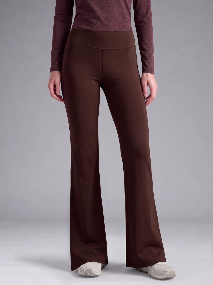 Leggings marroni flare in tessuto elasticizzato traspirante ALTAVIA STUDIO_2