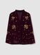 Blazer vermelho em veludo regular fit com bordados florais_0
