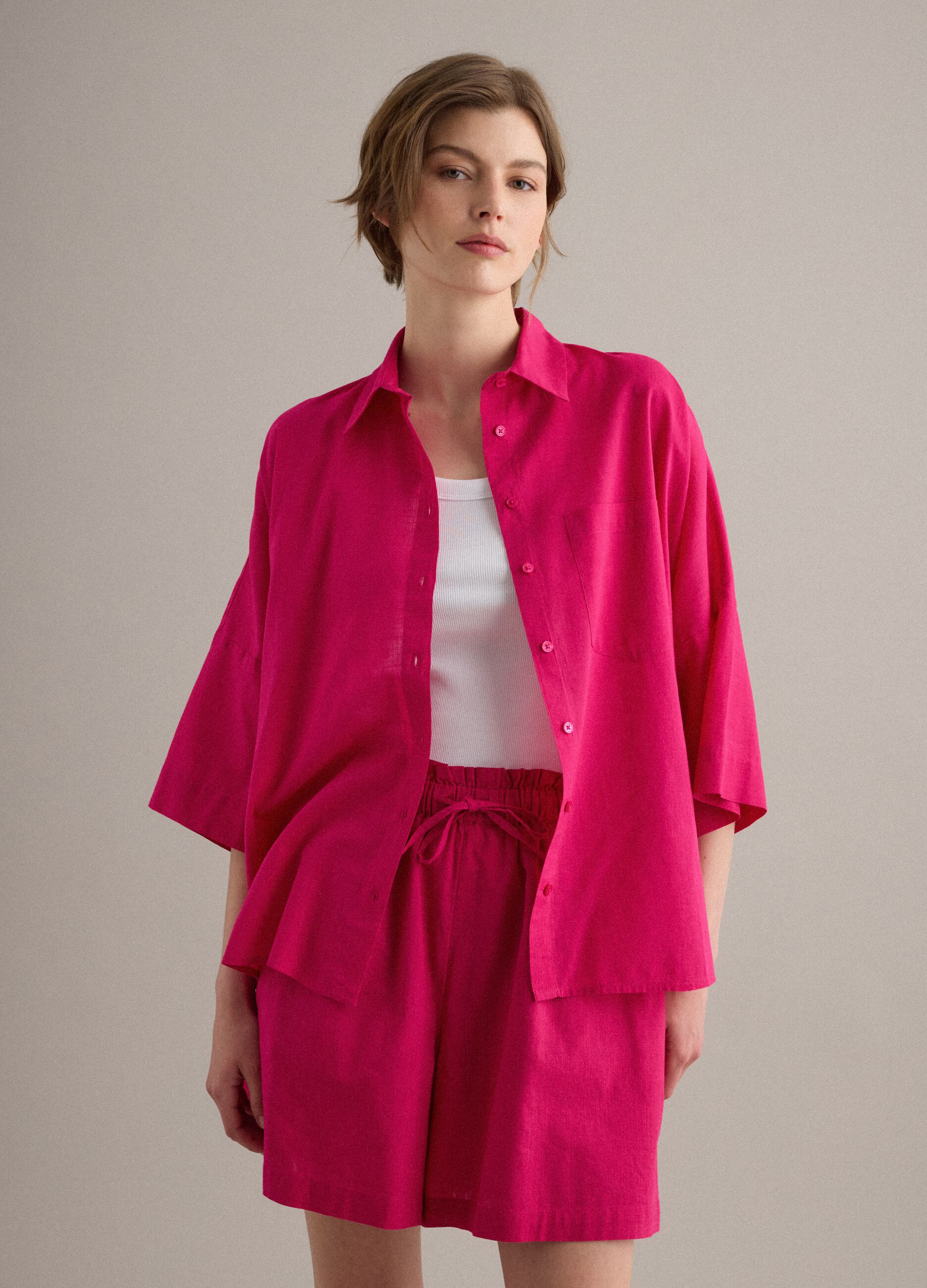Pink pure cotton oversized shirt