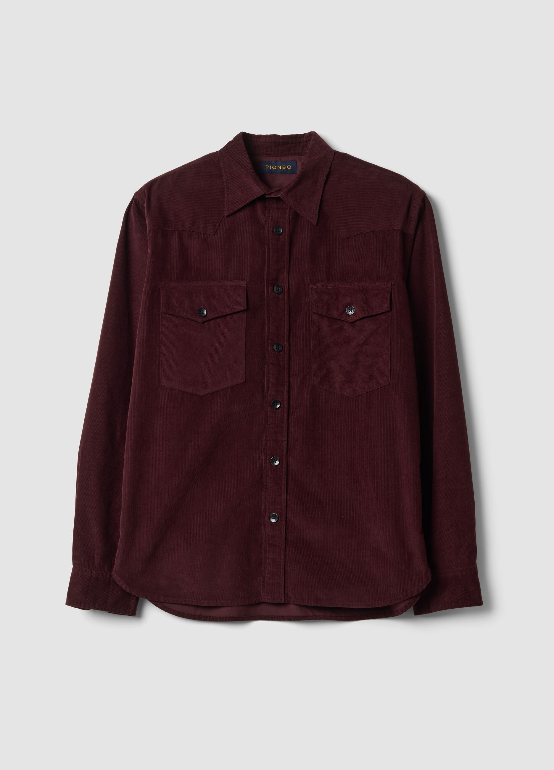 Camicia marrone in puro cotone con due tasche