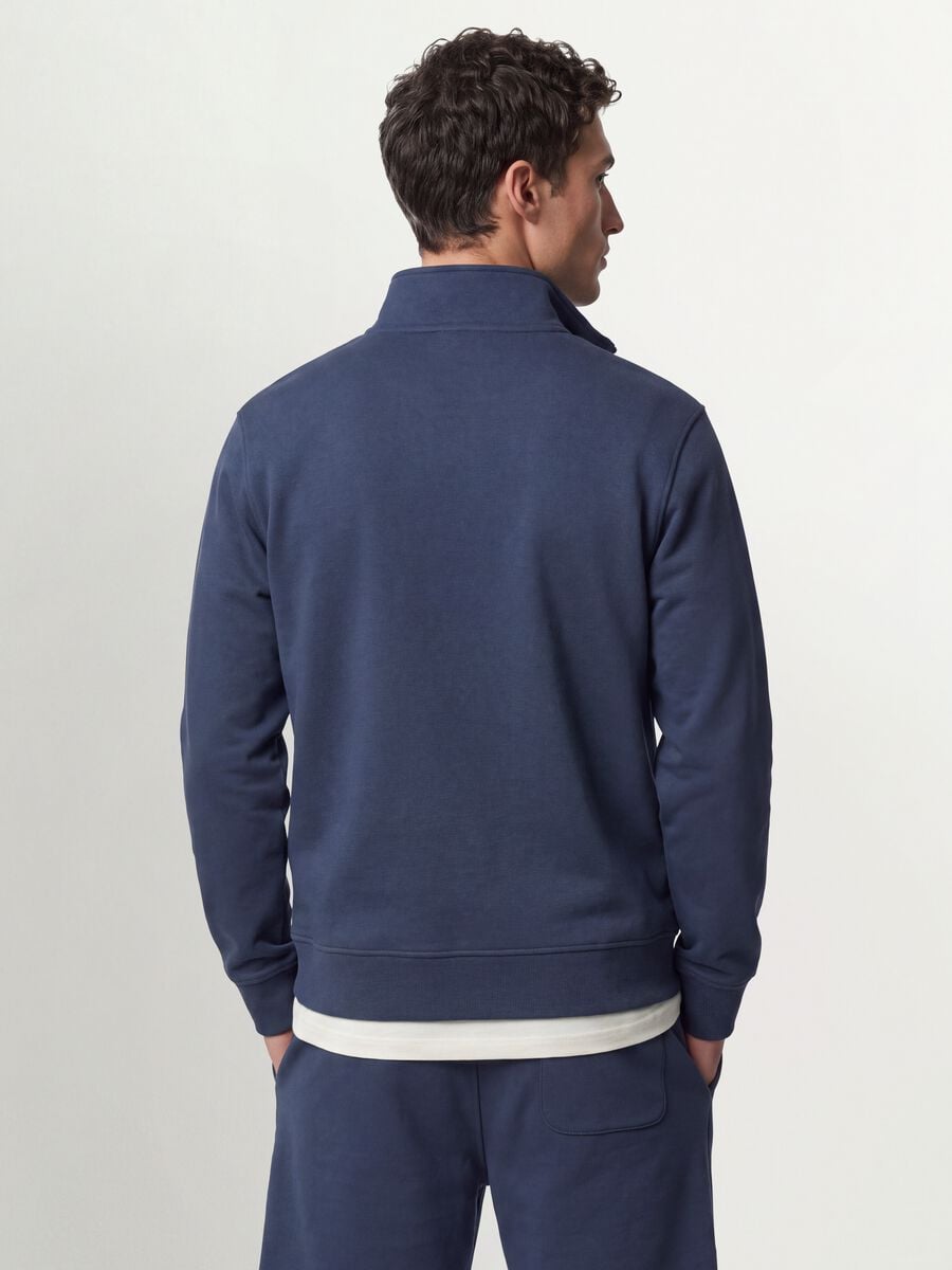 Grey cotton-blend sweatshirt with crew neck and zip, regular fit_3