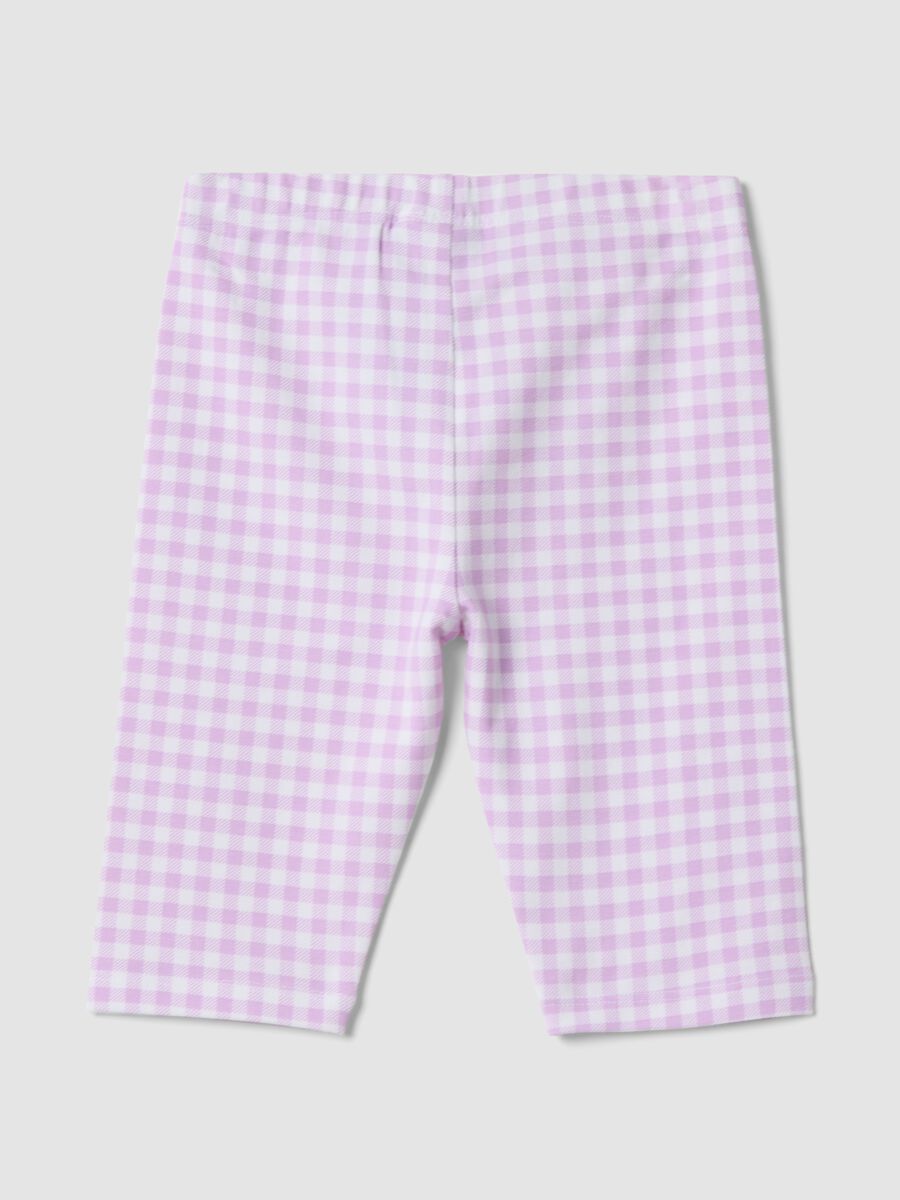 Girls&rsquo; multicolour check slim-fit stretch cotton leggings_1