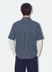 Blue cropped pure cotton checked shirt with layered double sleeves, oversized fit_2