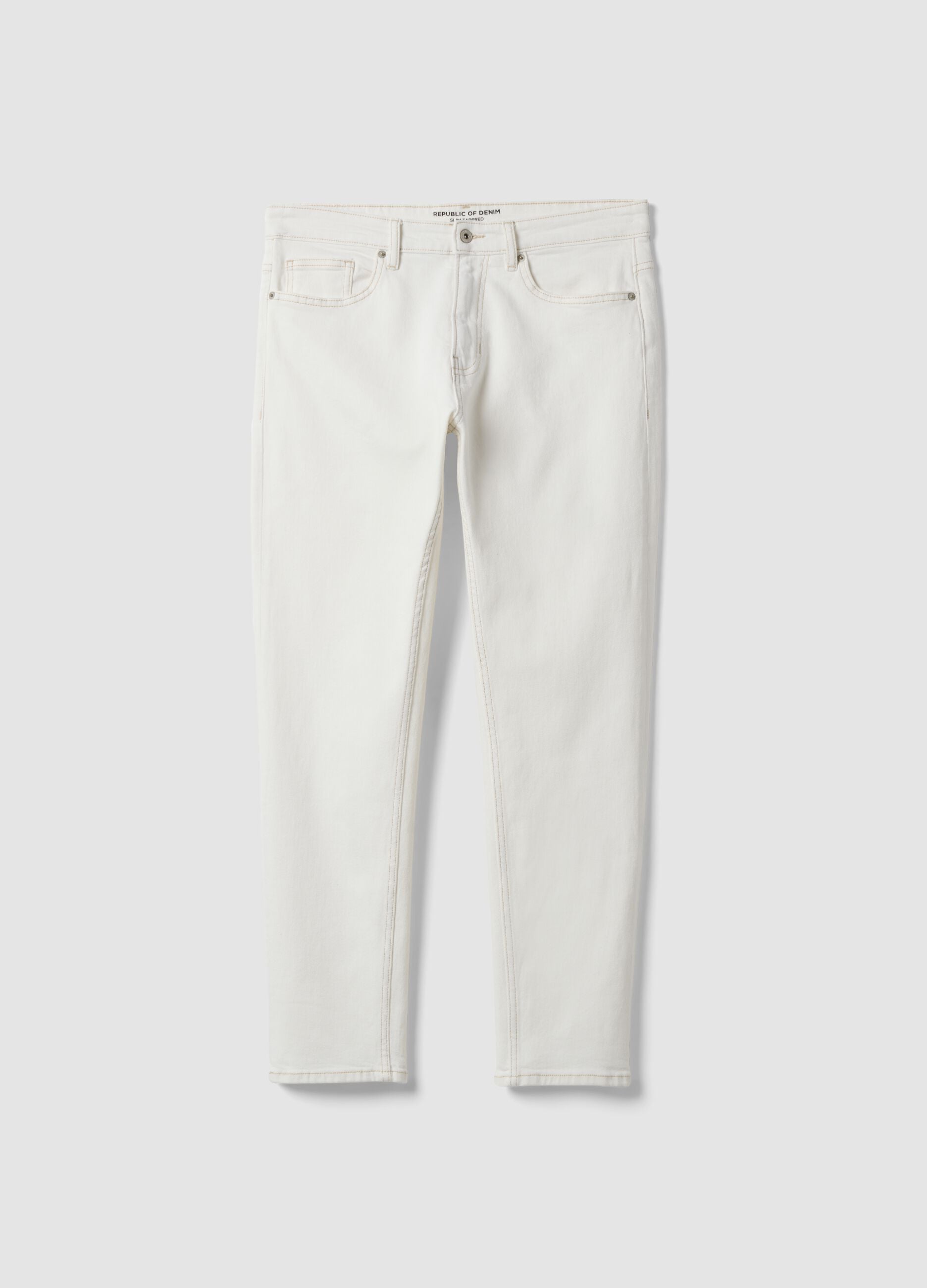 Vaqueros blancos slim fit de algod&oacute;n el&aacute;stico