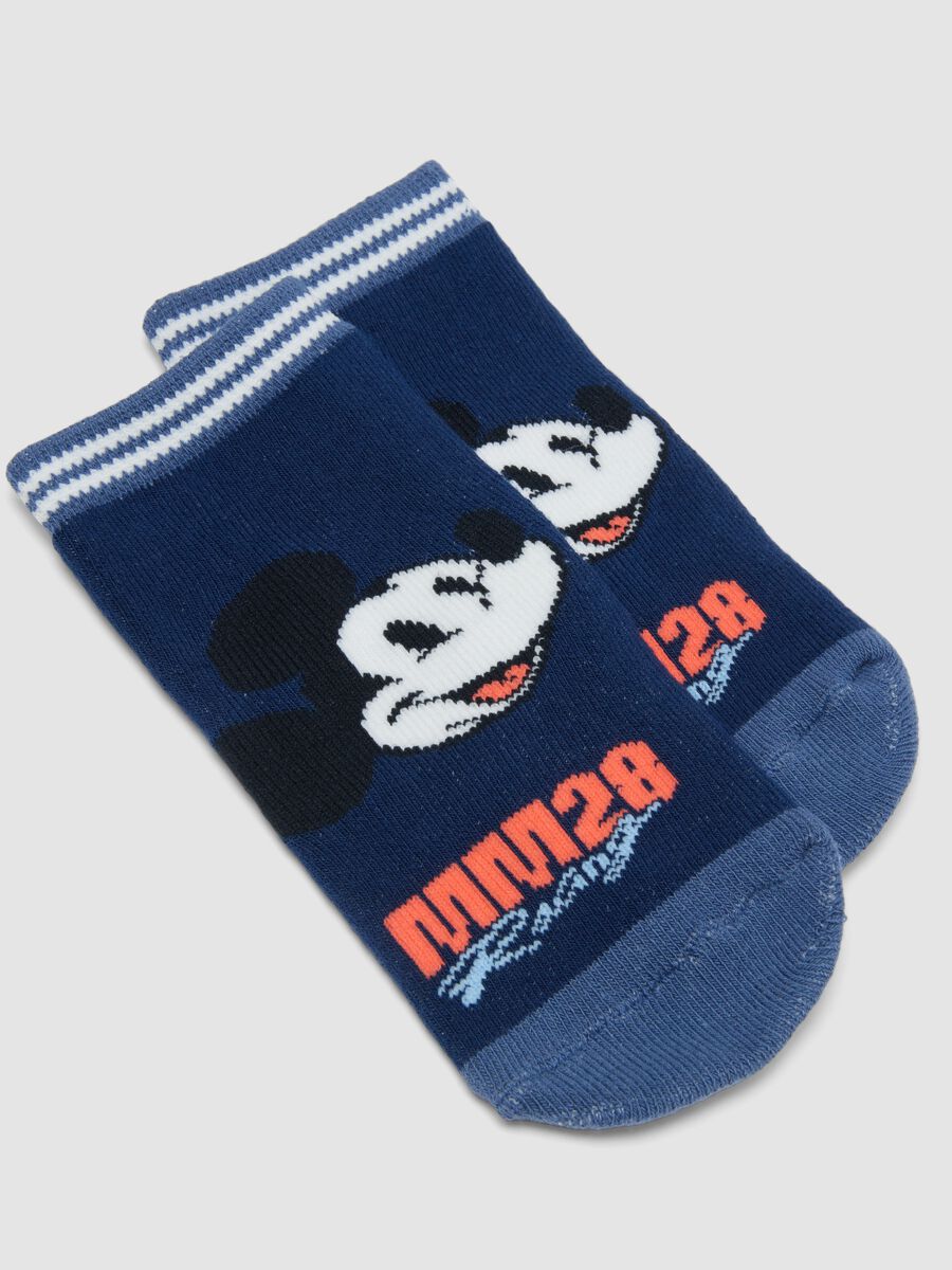 2-pack of blue Mickey-themed non-slip socks in stretch organic cotton_2