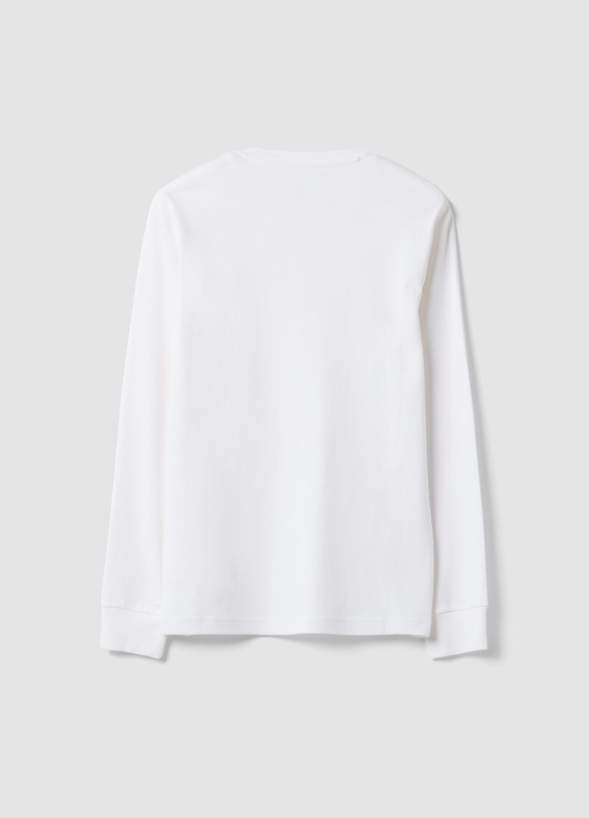 Wei&szlig;es T-Shirt aus reiner Baumwolle mit V-Ausschnitt, Regular Fit