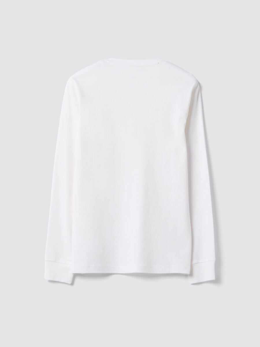 White pure cotton V-neck T-shirt, regular fit_2