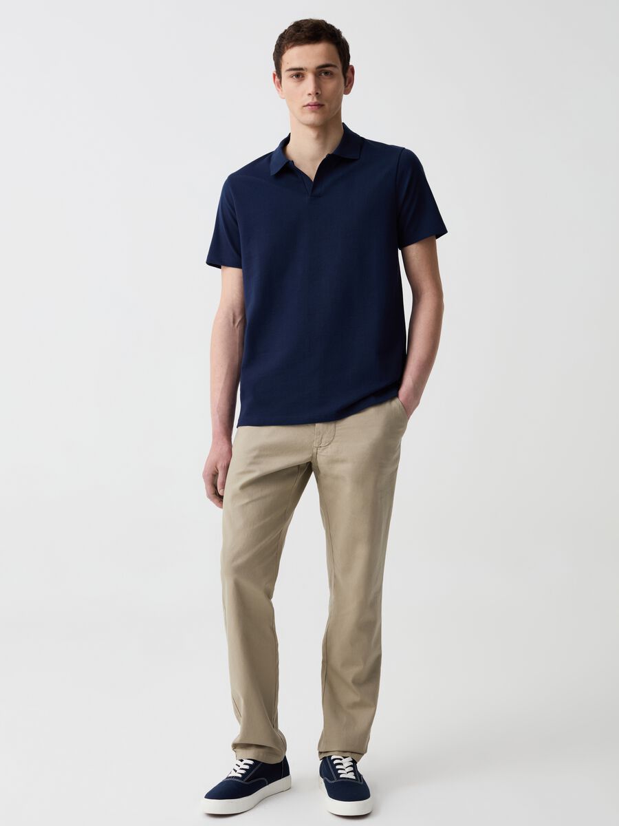 Chino trousers in linen and cotton_0