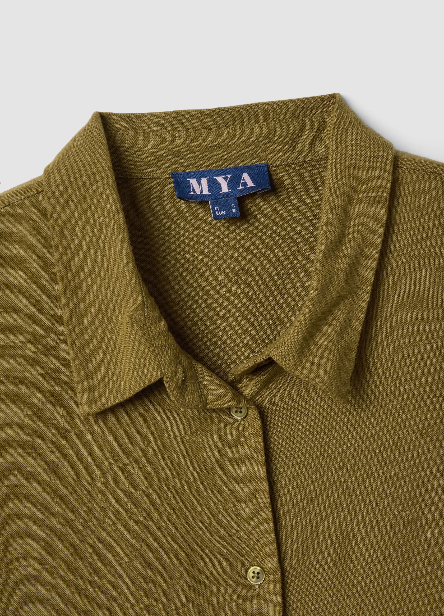 Green viscose-linen blend shirt, regular fit